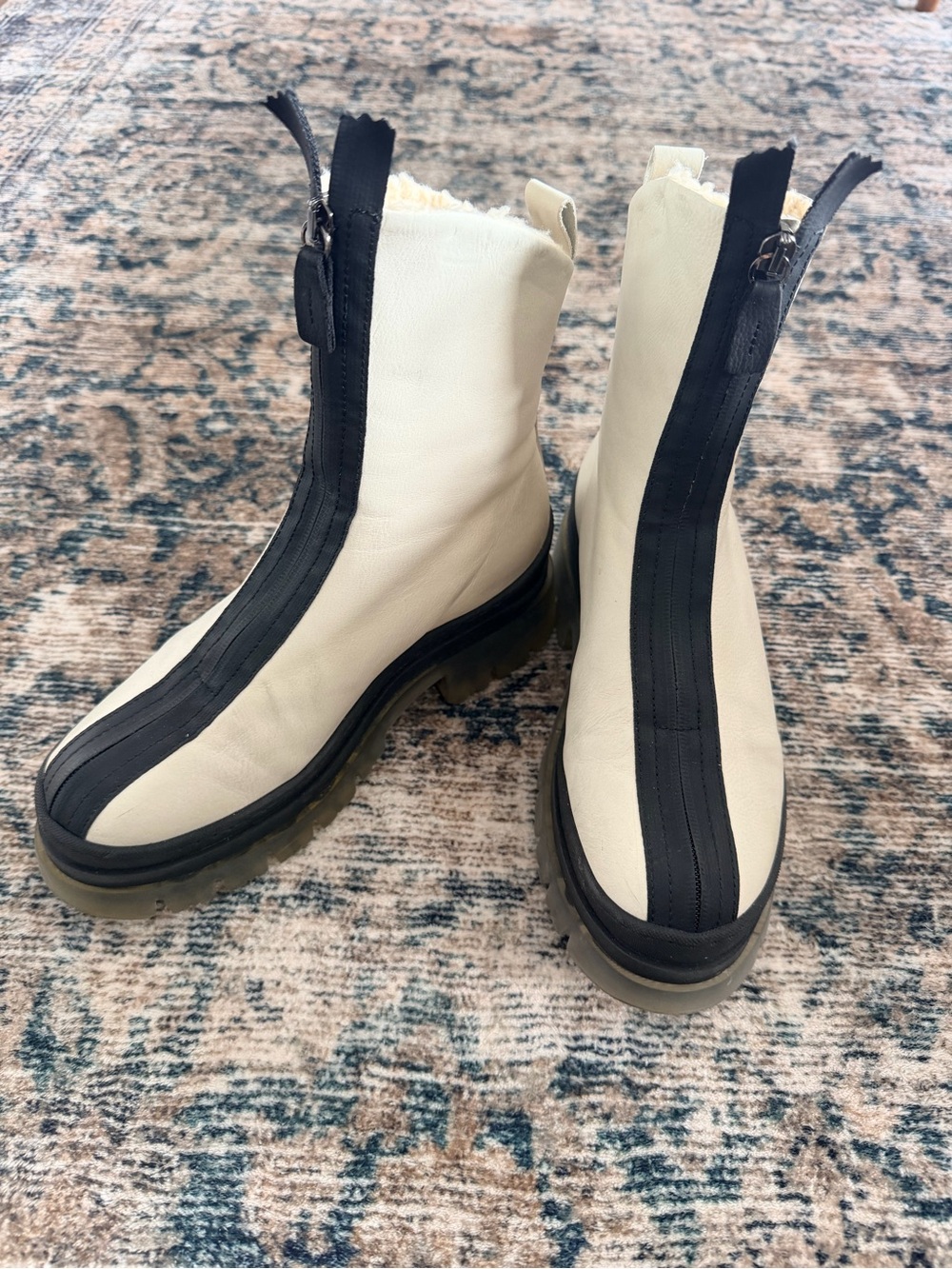 RARE Lofina Chunky Sole Ankle Boots in Cream & Black